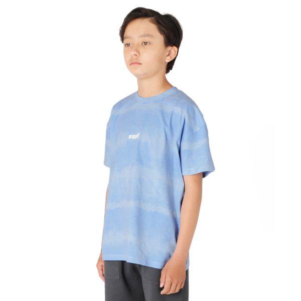 天竺・ドロップショルダータイダイボーダー半袖Tシャツ
