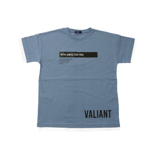 OE天竺・ドロップショルダーロゴプリントレイヤード半袖Tシャツ