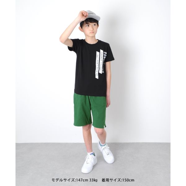天竺・縦ロゴプリント半袖Tシャツ