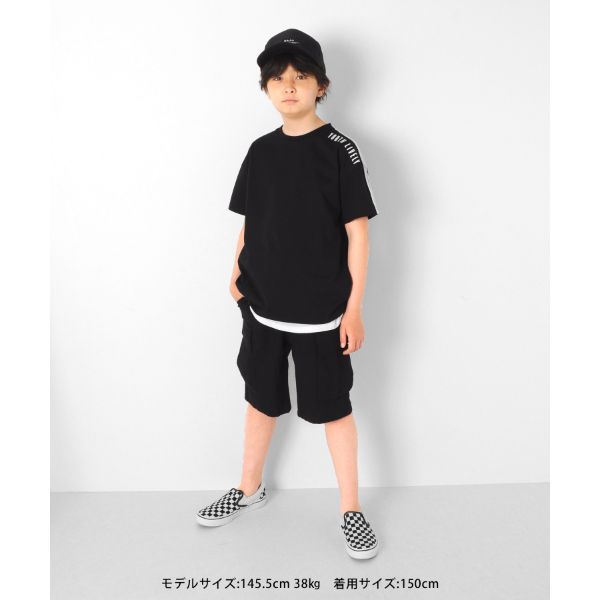 機能天竺・接触冷感ドロップショルダー袖ライン半袖Tシャツ