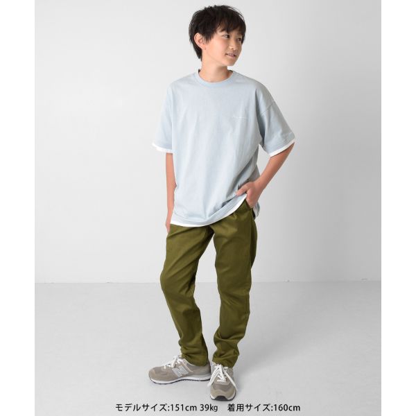 テーパード]ストレッチ・フロントタックパンツ(140 ベージュ