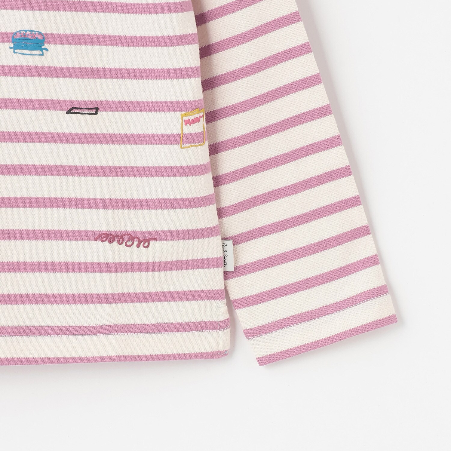 Boden 【美品】ボーデン ピンク　ボーダー　花柄　総柄長袖　F アラカルト柄ボーダー長袖Tシャツ(80cm ピンク): キッズ
