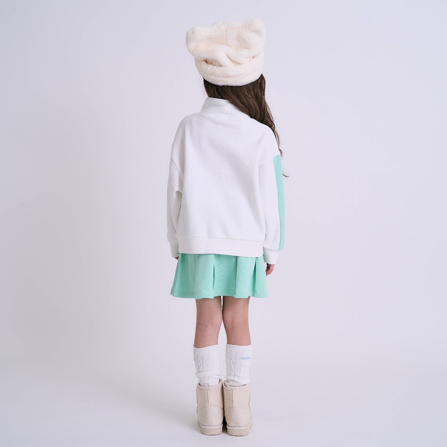 裏起毛】【綿100】ハーフジップセットアップ(90cm チャコール): キッズ