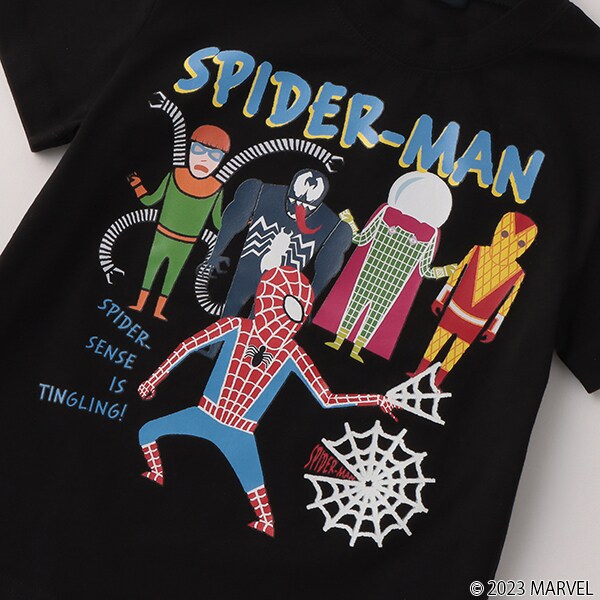 スパイダーマン】グラフィック半袖Tシャツ(100(3) 黒): キッズ