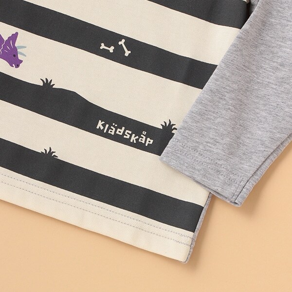 ★恐竜ボーダー長袖Tシャツ