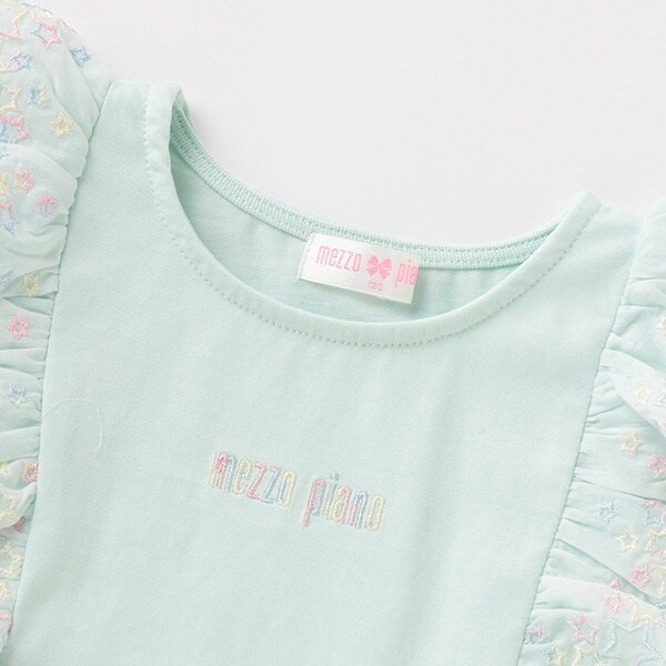レインボー星刺しゅうフリルTシャツ