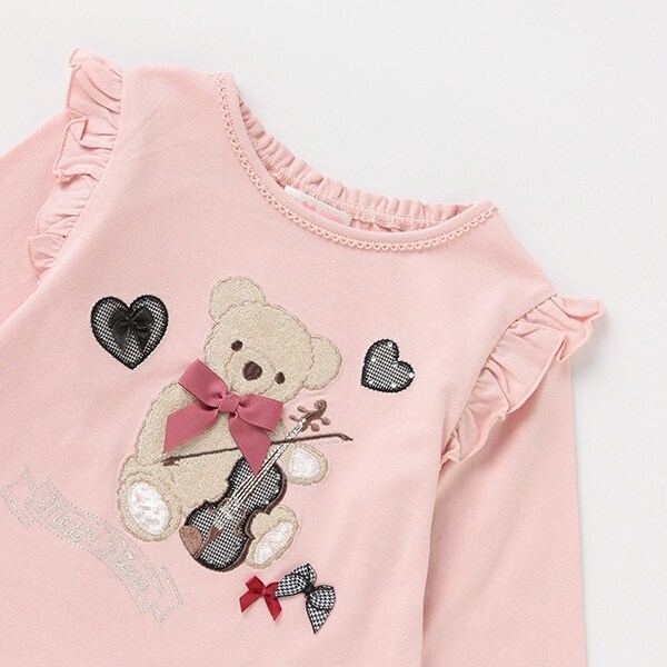 クマアップリケ長袖Tシャツ