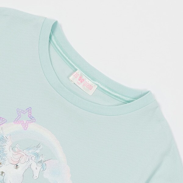 ユニコーン 袖チュール切替 半袖Tシャツ(110cm ミント): キッズ  