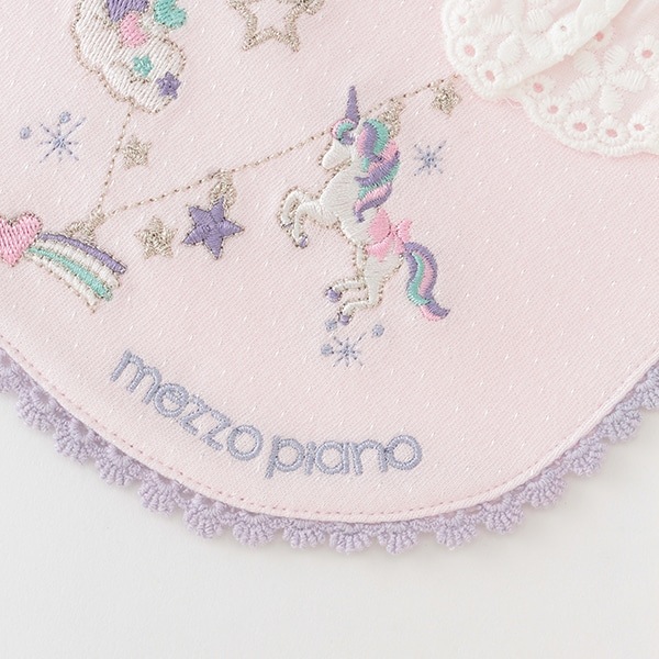 メゾピアノ ネックレス刺繍 襟付きトレーナー ユニコーン-