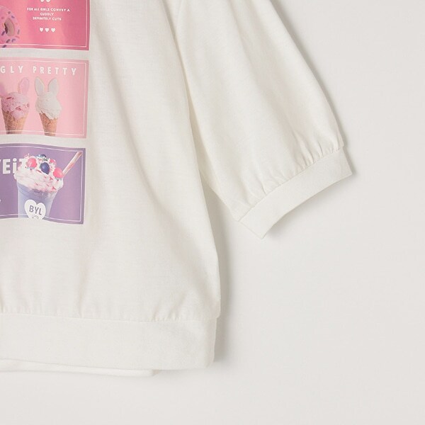スイーツプリントレース衿Tシャツ(120 アイボリー): ジュニア