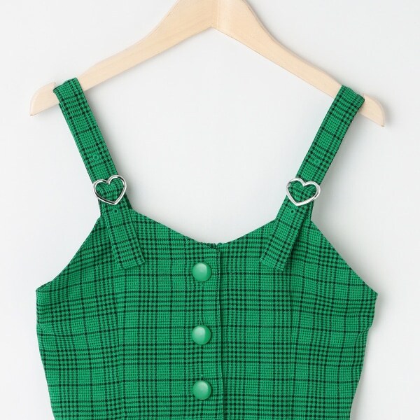 アナスイミニ ビスチェ スカパンセット 150 美品 ベルトつきチェックスカパン(120cm サックス): キッズ