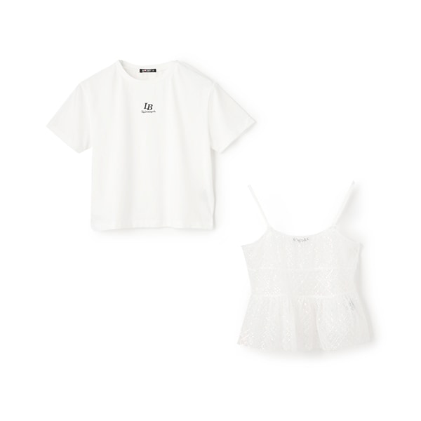 チュールビスチェつきTシャツ(120cm オフ ホワイト): ジュニア