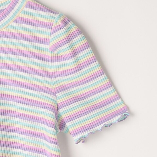 マルチボーダーテレコ半袖Tシャツ