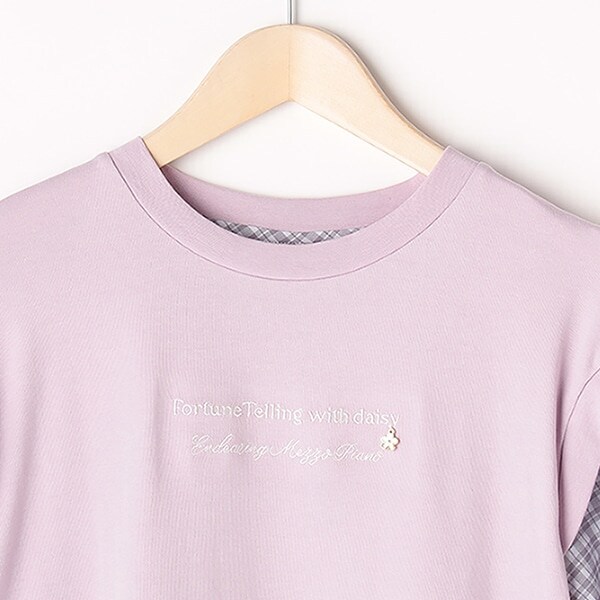 MYINE カットソーx布帛キャンディスリーブトップス