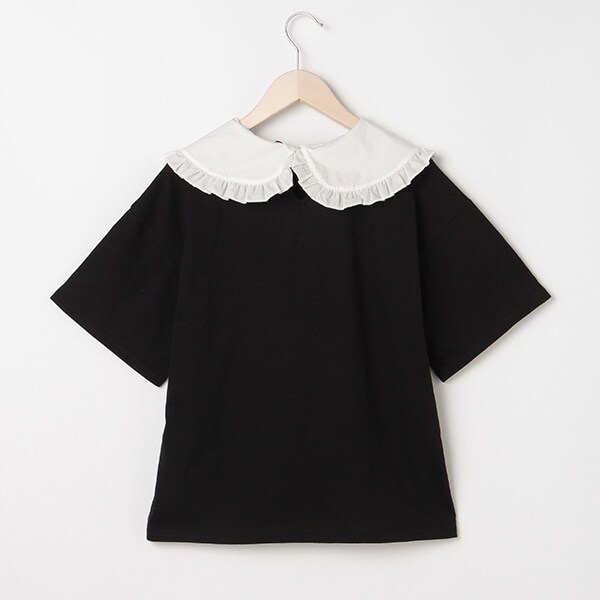 フリル衿つき半袖Tシャツ(SS(130) 黒): ジュニア - ナルミヤ