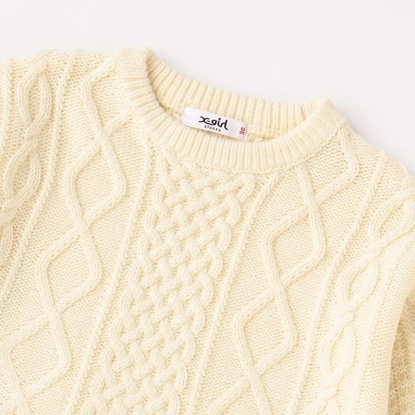 ケーブルニットワンピース(90cm アイボリー): キッズ - ナルミヤ