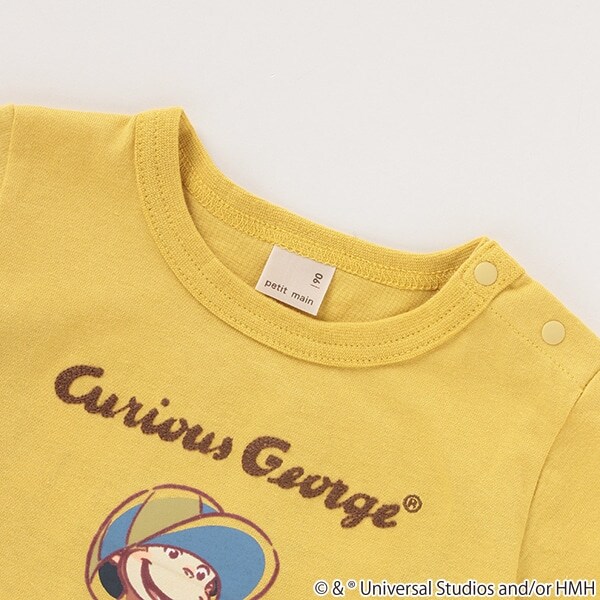 おさるのジョージ】チェックドッキングTシャツ(80 黄): キッズ  
