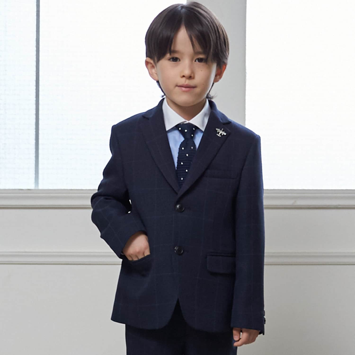 チェックJK+ハーフパンツセット(110cm 紺): キッズ - ナルミヤ