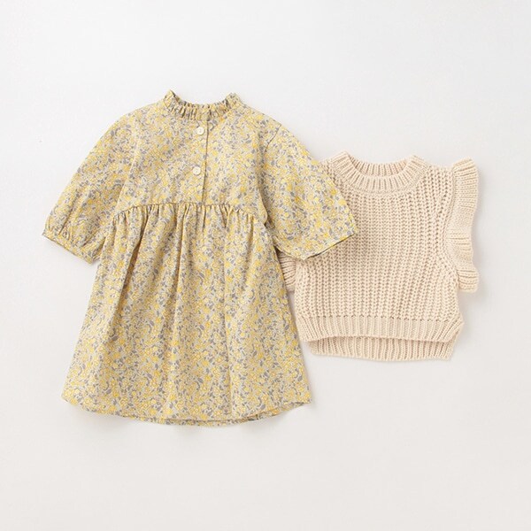 Narumiya Online ナルミヤ オンラインの公式通販サイト リンク 花柄ワンピースベストセット 80cm 薄カーキ キッズ