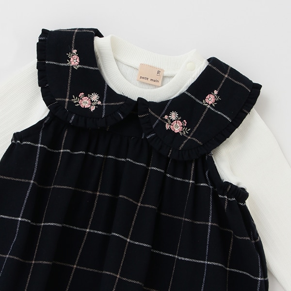 刺しゅう衿ジャンスカセット(70cm 紺): 新生児 ナルミヤ オンライン公式サイト