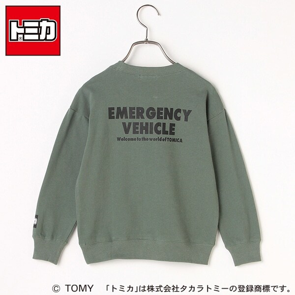 NARUMIYA ONLINE｜ナルミヤ オンラインの公式通販サイト【トミカ】EMERGENCY VEHICLEプリントトレーナー(90cm  薄カーキ): キッズ