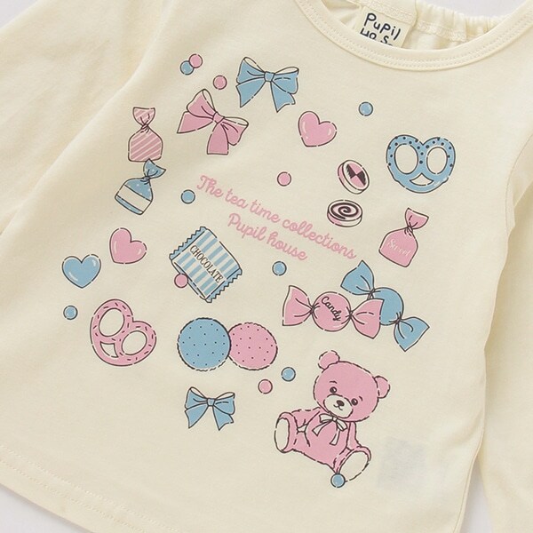 【新品】familiar クマとリンゴ刺繍 Tシャツ 80 Quash クアッシュ クマ刺繍 長袖Tシャツ ロンT 長T メンズ Q24