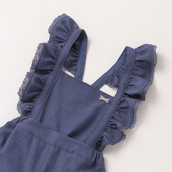 肩フリルサロペット(80cm 紺): キッズ - ナルミヤ オンライン