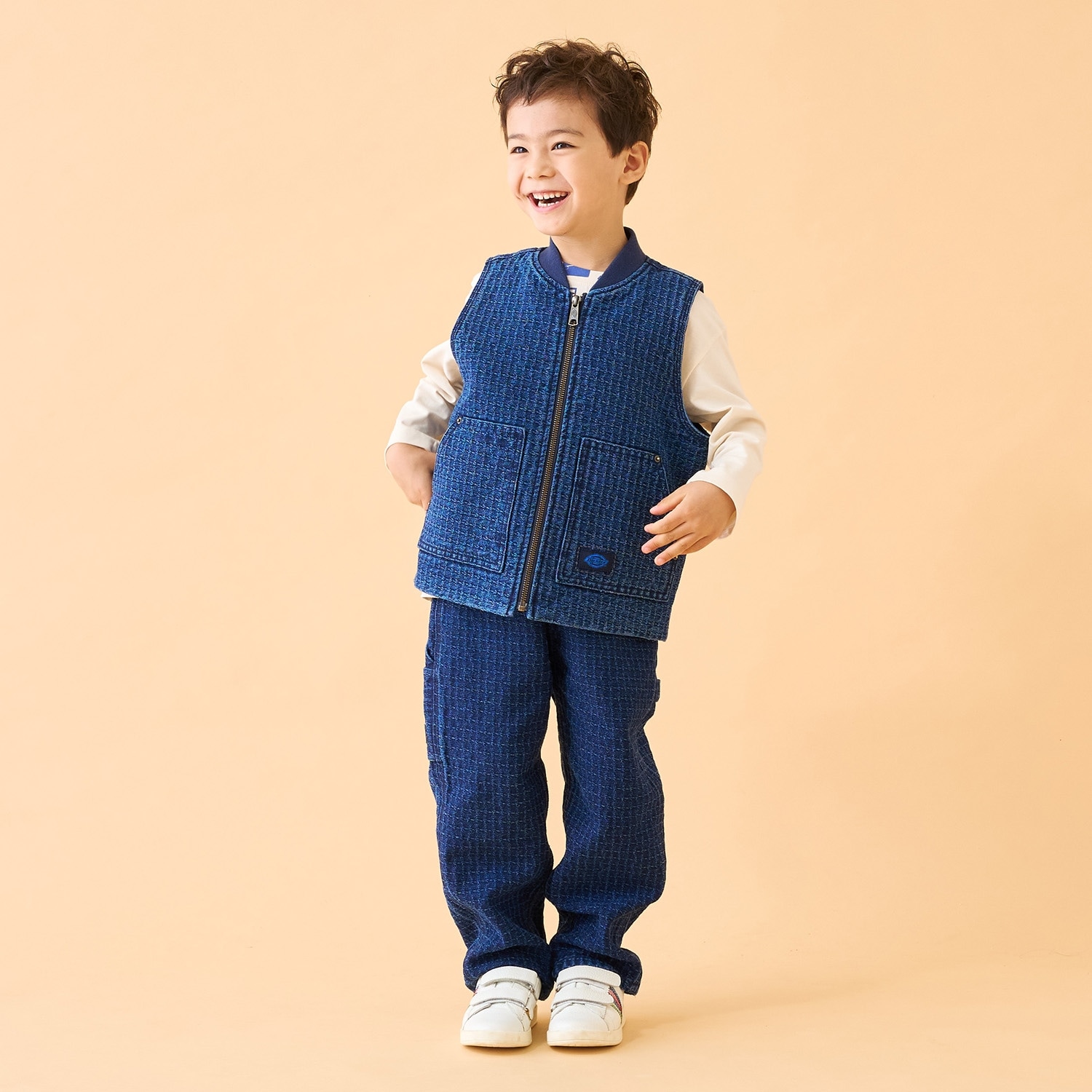 Dickies(R) × PS Paul Smith 刺し子デニム ワークベスト(110cm 紺
