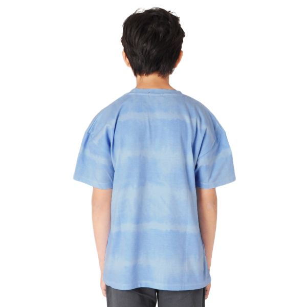 天竺・ドロップショルダータイダイボーダー半袖Tシャツ