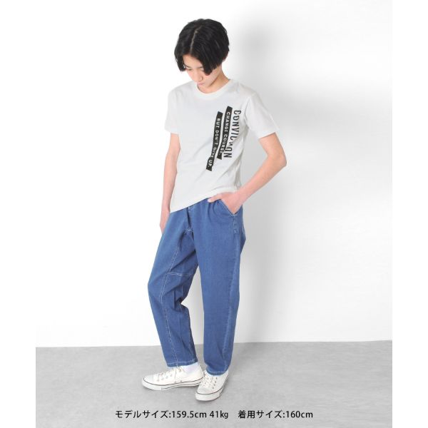 天竺・縦ロゴプリント半袖Tシャツ