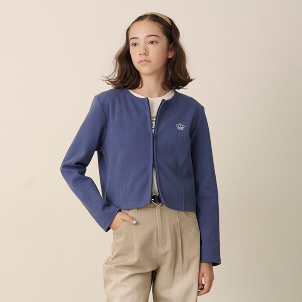 ノーカラーZIPカーデTシャツセット(S(140cm) ディープ ブルー ノーカラーZIPカーデTシャツセット(S(140cm) ディープ ブルー