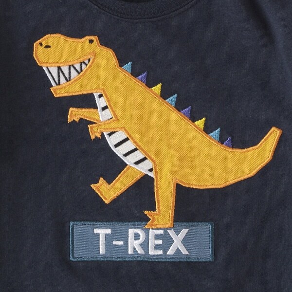 Narumiya Online ナルミヤ オンラインの公式通販サイト恐竜アップリケサイドロゴラインtシャツ 80 紺 キッズ