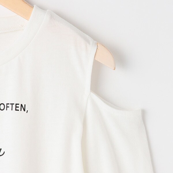 肩スリットキャンディ長袖Tシャツ(120cm オフ ホワイト): ジュニア 