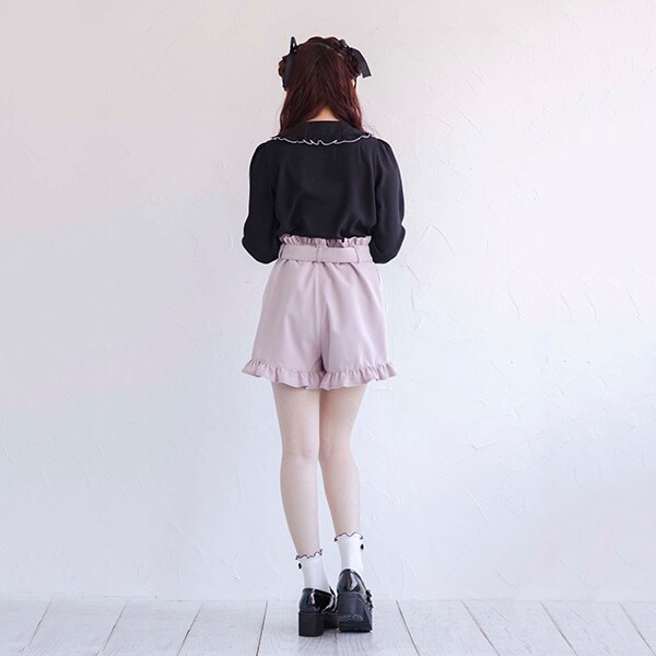 【Melteen】 ベルト付きフリルショートパンツ