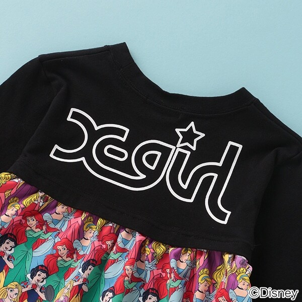 【DISNEY】 PRINCESSデザイン 切り替えロゴTシャツ