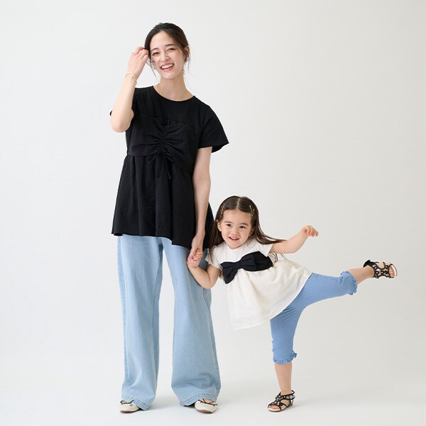 接触冷感】チビフリル7分丈レギンス(80cm サックス): キッズ