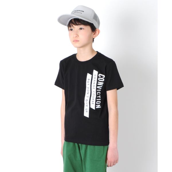 天竺・縦ロゴプリント半袖Tシャツ