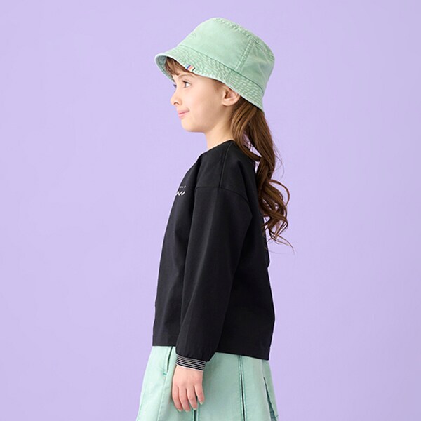 PS HAPPYワンポイント長袖Tシャツ(90cm 黒): キッズ - ナルミヤ