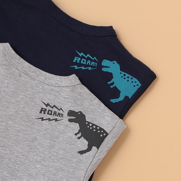 ★恐竜ボーダー長袖Tシャツ