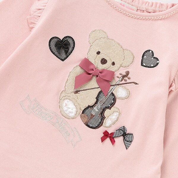 クマアップリケ長袖Tシャツ