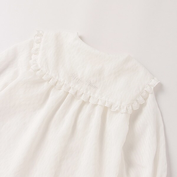 ビッグカラー7分袖ギンガムブラウス(110cm 黒): キッズ - ナルミヤ  