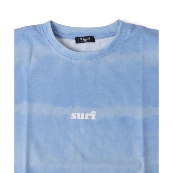 天竺・ドロップショルダータイダイボーダー半袖Tシャツ