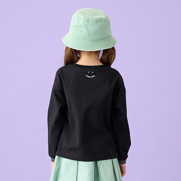 PS HAPPYワンポイント長袖Tシャツ(90cm 黒): キッズ - ナルミヤ