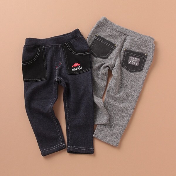 車刺しゅう切り替えロングパンツ(90 紺): キッズ - ナルミヤ  