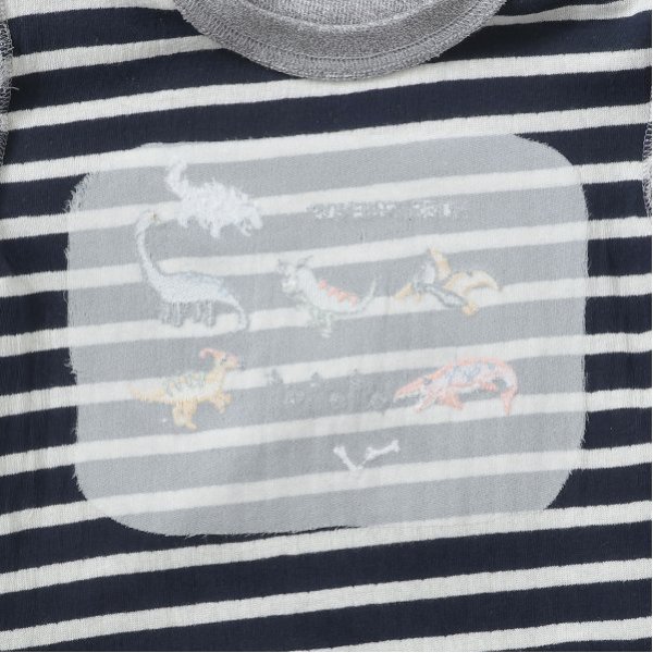 恐竜刺しゅう袖ライン接結長袖Tシャツ(80cm グレー): キッズ