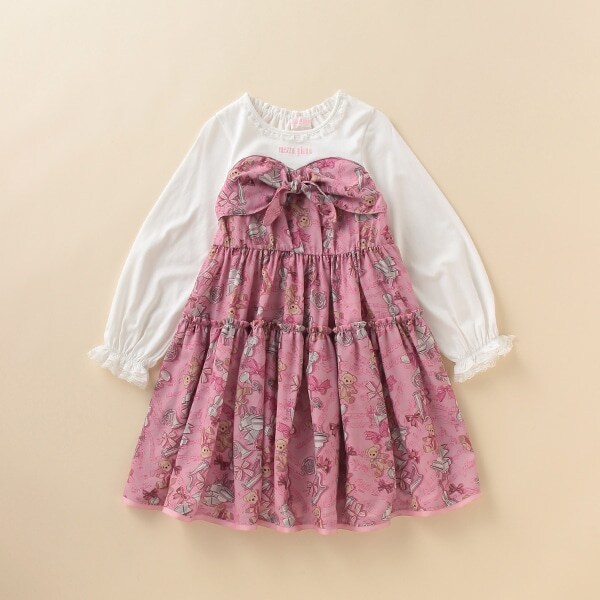 メゾピアノ♡新品未使用♡タグ付き♡くま柄ワンピース♡ピンク