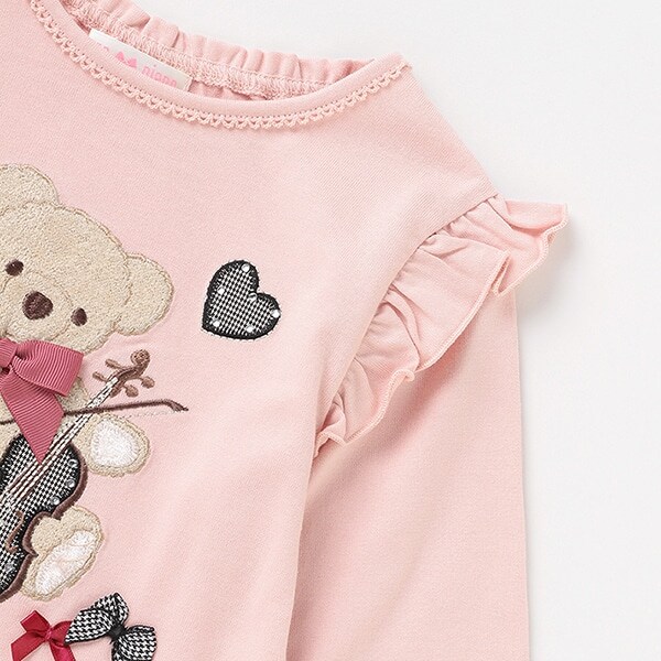 クマアップリケ長袖Tシャツ