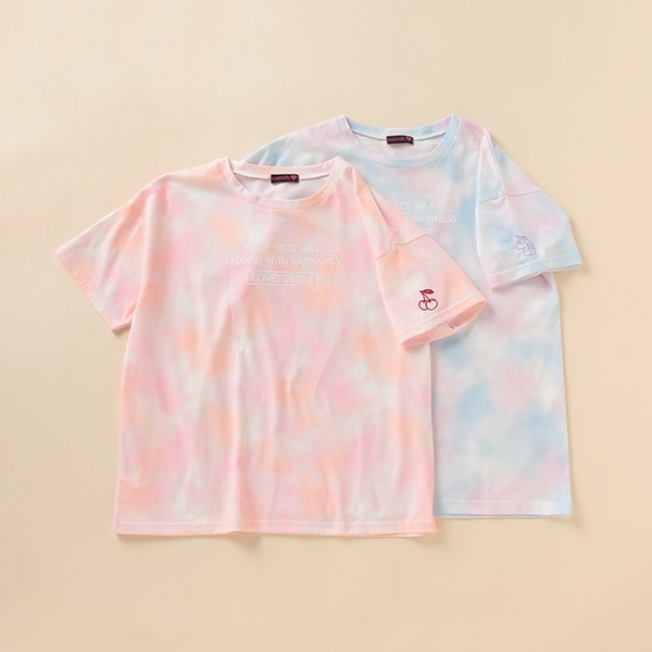 NARUMIYA ONLINE｜ナルミヤ オンラインの公式通販サイトタイダイ柄ワンポイント刺しゅうTシャツ(S(140) ピンク): ジュニア
