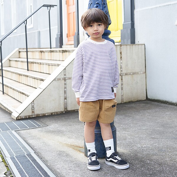 【型崩れしないやわらかコットン】プリントボーダードロップTシャツ