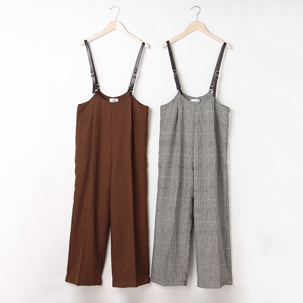 サスペンダーつきワイドタックパンツ